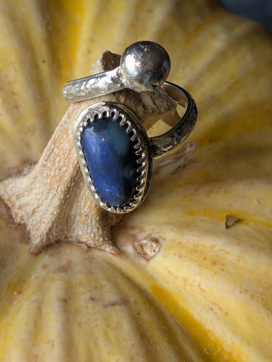 Handcrafted sterling silver gemstone ring by Grozdov Art